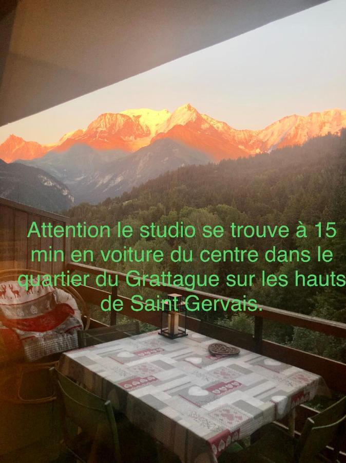 Studio Turquoise Quartier Grattague Vue Montblanc Saint-Gervais-les-Bains Exterior foto